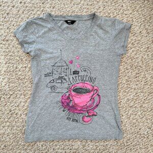Max Tee Coffee life Cappuccino cafe‎ tee Gray M